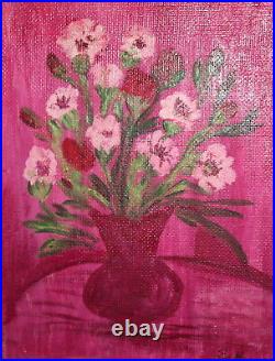 Vintage Oil Painting Still Life Flowers Signed