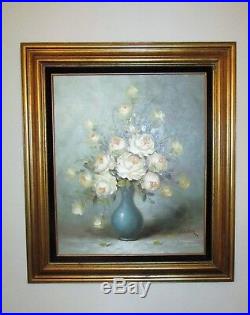 Vintage Oil Painting Wagner Roses in Vase Floral Framed numbered 48816