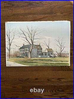 Vintage Oil Painting Watercolor Signed Original 29 1/2x 20 1/2