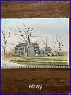 Vintage Oil Painting Watercolor Signed Original 29 1/2x 20 1/2