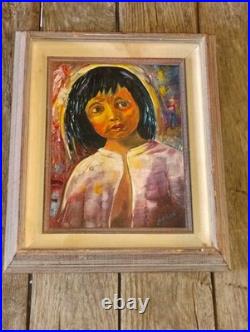 Vintage Oil Painting Young Girl Signed Original