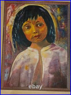Vintage Oil Painting Young Girl Signed Original