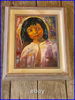 Vintage Oil Painting Young Girl Signed Original