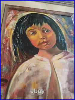 Vintage Oil Painting Young Girl Signed Original