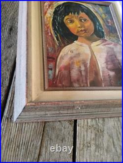 Vintage Oil Painting Young Girl Signed Original