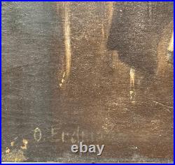 Vintage Oil Painting by O. Erdmann Rococo Aristocratic Salon Scene Signed 1920s