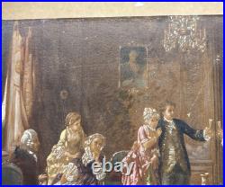 Vintage Oil Painting by O. Erdmann Rococo Aristocratic Salon Scene Signed 1920s