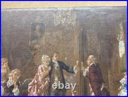 Vintage Oil Painting by O. Erdmann Rococo Aristocratic Salon Scene Signed 1920s