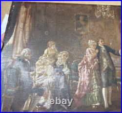 Vintage Oil Painting by O. Erdmann Rococo Aristocratic Salon Scene Signed 1920s