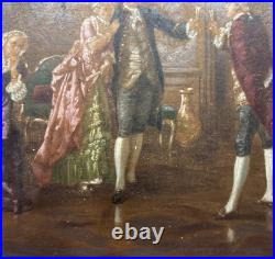 Vintage Oil Painting by O. Erdmann Rococo Aristocratic Salon Scene Signed 1920s