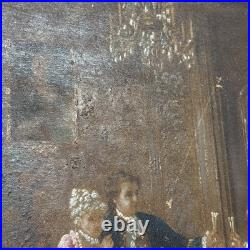 Vintage Oil Painting by O. Erdmann Rococo Aristocratic Salon Scene Signed 1920s