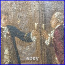 Vintage Oil Painting by O. Erdmann Rococo Aristocratic Salon Scene Signed 1920s