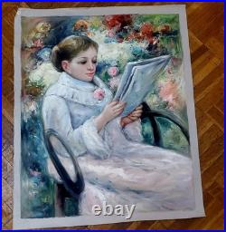 Vintage Oil Painting of A Seated Woman Signed
