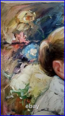 Vintage Oil Painting of A Seated Woman Signed