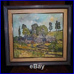 Vintage Oil Painting on Canvas-THE WALNUT TREE Landscape-Signed Francis Dempsey