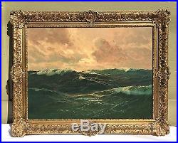 Vintage Oil Seascape Painting Original Ornate Gold Frame Signed