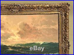 Vintage Oil Seascape Painting Original Ornate Gold Frame Signed
