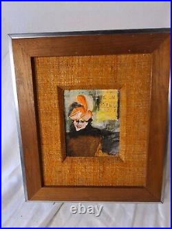 Vintage Oil on Board Framed-Signed Maux- Woman Posing Framed MCM