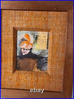 Vintage Oil on Board Framed-Signed Maux- Woman Posing Framed MCM