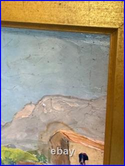 Vintage Oil on Board Signed Zicca Landscape with Bridges Painting