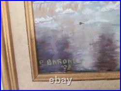 Vintage Oil on Canvas, Egret/everglades, Decorative Cottage art Signed P. Barone