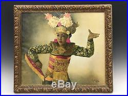 Vintage Oil on Canvas of a Legong Dancer Bali Painting Signed