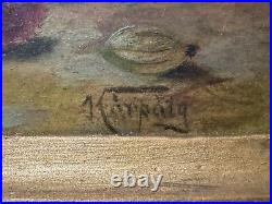 Vintage Oil on Cardboard Painting, Strawberries Still Life, Signed