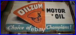 Vintage Oilzum Sign Painted Metal 6' X 3