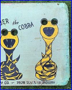 Vintage Old Clobber the Cobra Carnival Game Wood Sign hand painted snake graphic