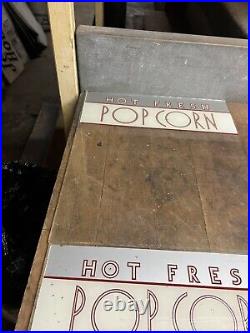 Vintage Old Hot Fresh Popcorn Machine Reverse Painted Glass Panels Signs Parts