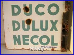 Vintage Old ICI Paint Duco Delux Necol Ad Both Side Porcelain Enamel Sign Board