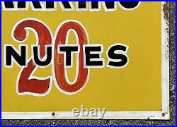 Vintage-Old Painted Metal Sign 20 Minute Customer Parking Tin 4-Color 24x24