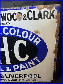 Vintage Old Rare'W. H. C LTD Enamel & Paint' Sign Board Collectible London