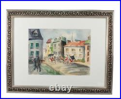 Vintage Old Towne Country Watercolor Painting Signed Michelle Lemay Flesher
