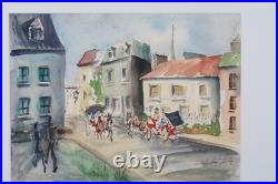 Vintage Old Towne Country Watercolor Painting Signed Michelle Lemay Flesher