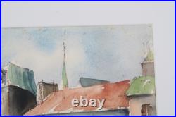 Vintage Old Towne Country Watercolor Painting Signed Michelle Lemay Flesher