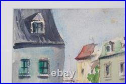 Vintage Old Towne Country Watercolor Painting Signed Michelle Lemay Flesher