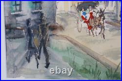 Vintage Old Towne Country Watercolor Painting Signed Michelle Lemay Flesher