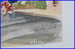 Vintage Old Towne Country Watercolor Painting Signed Michelle Lemay Flesher