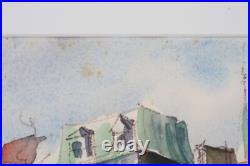 Vintage Old Towne Country Watercolor Painting Signed Michelle Lemay Flesher