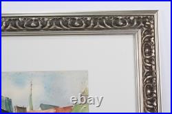 Vintage Old Towne Country Watercolor Painting Signed Michelle Lemay Flesher