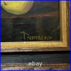 Vintage Old World Still Life Oil Painting Apples Decanter Signed Demarco