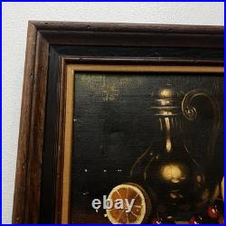 Vintage Old World Still Life Oil Painting Apples Decanter Signed Demarco