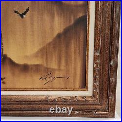 Vintage Orig. Artist Signed Southwestern Impressionist Painting Cactus Mountains