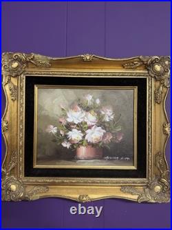Vintage Orig. Robert Cox Signed Floral Oil Painting on Canvas Framed