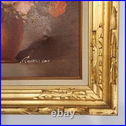 Vintage Orig. Robert Cox Signed Floral Still Life Oil Painting on Canvas Framed