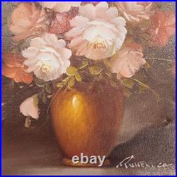 Vintage Orig. Robert Cox Signed Floral Still Life Oil Painting on Canvas Framed