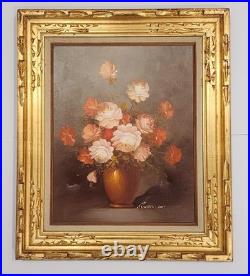 Vintage Orig. Robert Cox Signed Floral Still Life Oil Painting on Canvas Framed