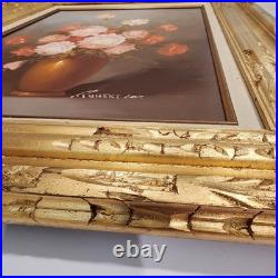 Vintage Orig. Robert Cox Signed Floral Still Life Oil Painting on Canvas Framed