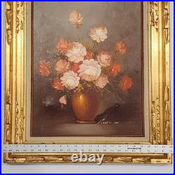 Vintage Orig. Robert Cox Signed Floral Still Life Oil Painting on Canvas Framed